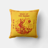 2023年チャイニーズニューイヤーラビット　赤いホイル　黄色　ボールド クッション (裏面)