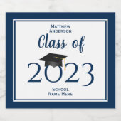 2023年ネイビーエレガントブルー卒業パーティーのクラス リキュールボトルラベル (シングルラベル)