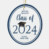 2023年ネイビーシンプルルエレガント卒業式のクラス セラミックオーナメント (左)
