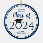 2023年ネイビーシンプルルエレガント卒業式のクラス セラミックオーナメント (裏面)
