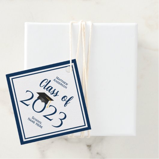 2023年ネイビーシンプルルエレガント卒業式のクラス フェイバータグ (インサイチュ)