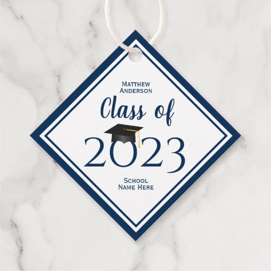 2023年ネイビーシンプルルエレガント卒業式のクラス フェイバータグ (裏面)