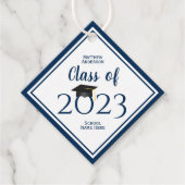 2023年ネイビーシンプルルエレガント卒業式のクラス フェイバータグ (正面)