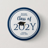 2023年ネイビーシンプルルエレガント卒業式のクラス 缶バッジ (正面)
