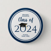 2023年ネイビーシンプルルエレガント卒業式のクラス 缶バッジ (正面)