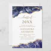 2023年ネイビーブルーのAgate卒業クラス 招待状 (正面)