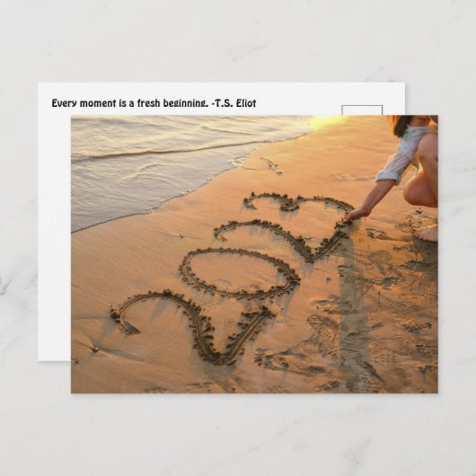 2023年ハッピーニューイヤー、ビーチサンド書のカード ポストカード (正面/裏面)