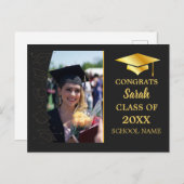 2023年パーソナライズされたのブラックおめでとう授業 ポストカード (正面/裏面)