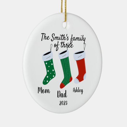 2023年パーソナライズされたの3つのクリスマス家族 セラミックオーナメント (右)