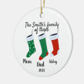 2023年パーソナライズされたの3つのクリスマス家族 セラミックオーナメント (左)