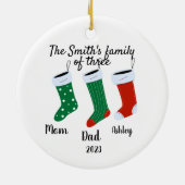 2023年パーソナライズされたの3つのクリスマス家族 セラミックオーナメント (裏面)
