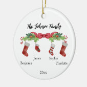 2023年パーソナライズされたの4年のクリスマス一家 セラミックオーナメント (左)