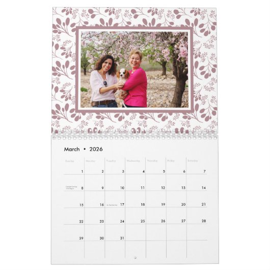2023年パーソナライズされた家族のフォトリーフパターン カレンダー (3月 2026)
