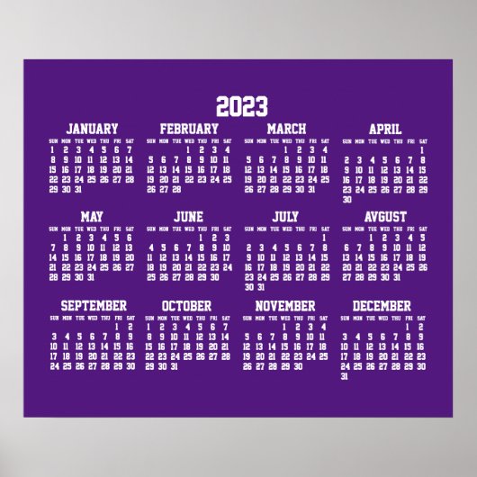 2023年パープル年間カレンダーポスター ポスター (正面)