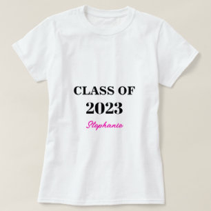 2023年ピンクモノグラムモダンのクラスかわいい卒業 Tシャツ