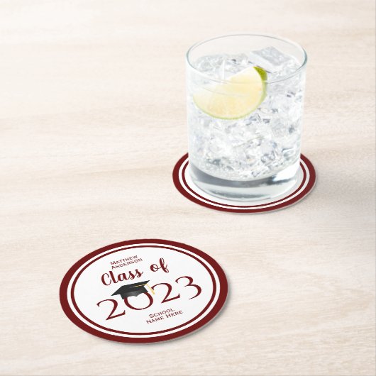 2023年ブルゴーニエレガントー卒業パーティーのクラス ラウンドペーパーコースター (インサイチュ)