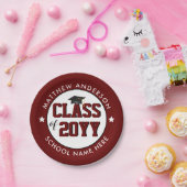 2023年ブルゴーニュ赤卒業パーティーのクラス ペーパープレート (パーティー)