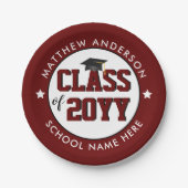 2023年ブルゴーニュ赤卒業パーティーのクラス ペーパープレート (正面)