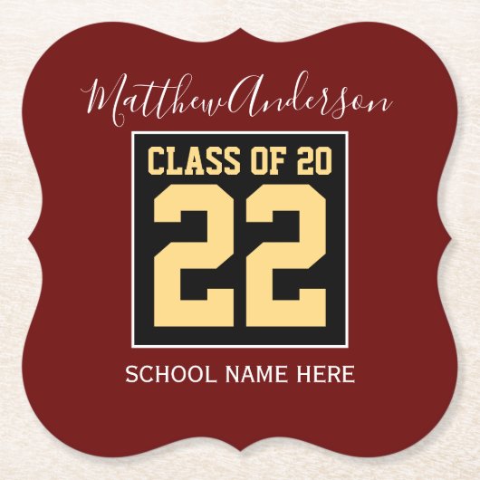 2023年ブルゴーニュ・ブラックと金ゴールド卒業 ペーパーコースター (正面)