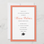 2023年モダンのスクリプトのコーラル縁ど写真のクラス 招待状 (裏面)