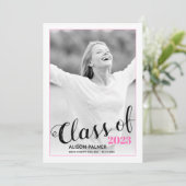 2023年モダンのスクリプトのホットピンク写真のクラス 招待状 (スタンド正面)