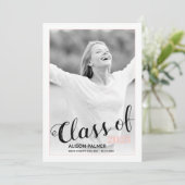 2023年モダンのスクリプト赤面ピンク写真のクラス 招待状 (スタンド正面)