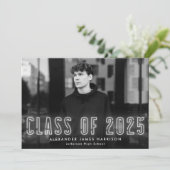 2023年モダンのホワイトネオンクラス写真卒業 案内状 (スタンド正面)