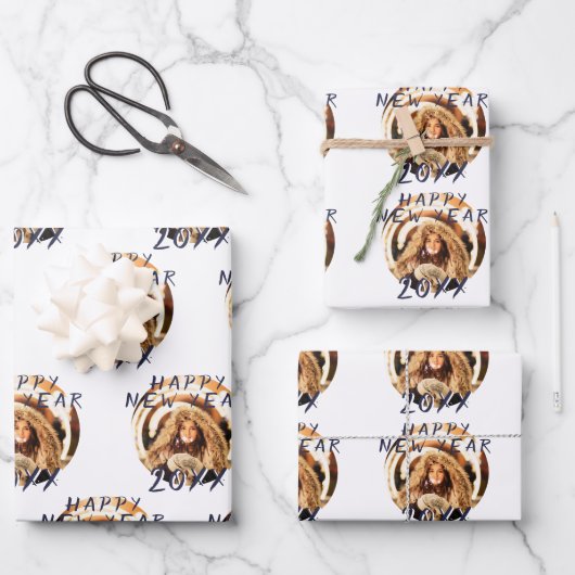 2023年モダンシンプルの新年の写真 ラッピングペーパーシート (正面)