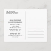 2023年モダンネイビー・グレイ写真卒業 インビテーションポストカード (裏面)