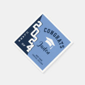 2023年モダンネイビー・ブルー卒業パーティーのクラス スタンダードカクテルナプキン (角)