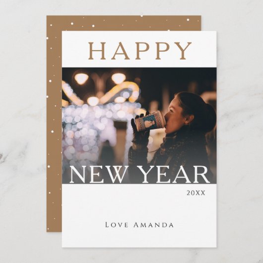 2023年モダンハッピーニューイヤー写真ホリデーカード シーズンカード (正面/裏面)