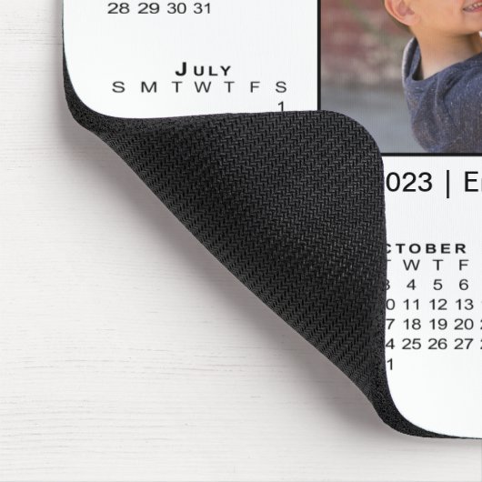 2023年モダン予定表の写真と名前（白） マウスパッド (コーナー)