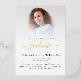 2023年モダン写真卒業パーティー金ゴールド実在 箔招待状