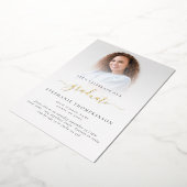 2023年モダン写真卒業パーティー金ゴールド実在 箔招待状 (回転した状態)