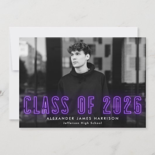 2023年モダン写真卒業パープルネオンクラス 案内状 (正面)