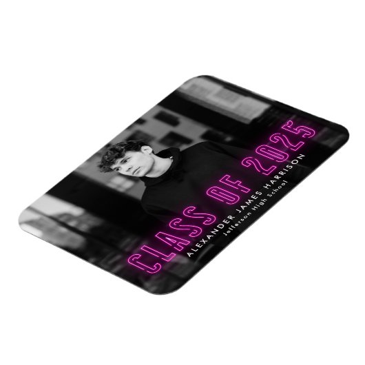 2023年モダン写真卒業マゼンタネオンクラス マグネット (左側)