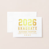 2023年モダン卒業カスタム写真撮影金ゴールド 箔カード (封筒付き正面)