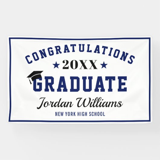 2023年モダン卒業パーティーのネイビーブラッククラス 横断幕 (横)