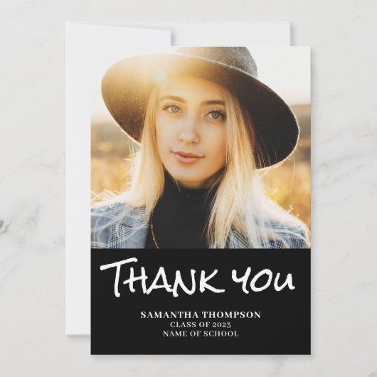 2023年モダン卒業フォトフラットサンキューカード サンキューカード (正面)