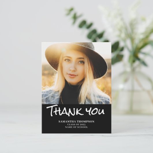 2023年モダン卒業写真ありがとうはがき ポストカード (スタンド正面)