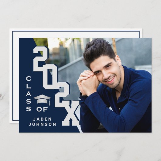 2023年モダン卒業PHOTO卒業会のクラス 招待状 (正面/裏面)