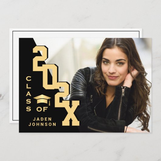 2023年モダン卒業PHOTO卒業会のクラス 招待状 (正面/裏面)