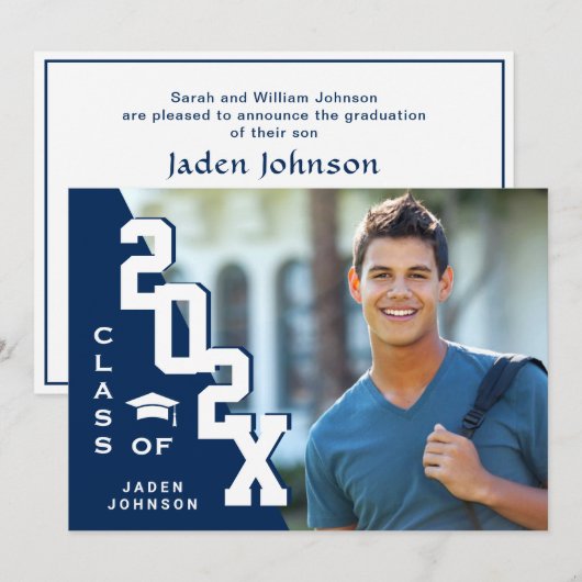 2023年モダン卒業PHOTO卒業会のクラス 招待状 (正面/裏面)