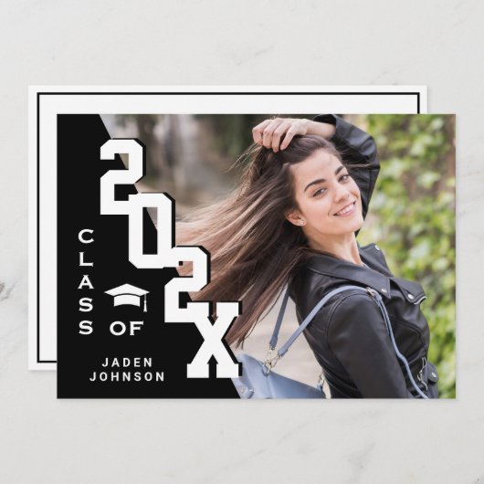 2023年モダン卒業PHOTO卒業会のクラス 招待状 (正面/裏面)