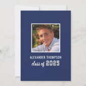 2023年モダン海軍灰色の大学院卒業パーティー 招待状 (裏面)