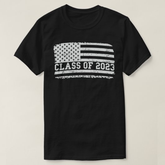 2023年ヴィンテージ米国国旗の卒業クラス Tシャツ (デザイン正面)