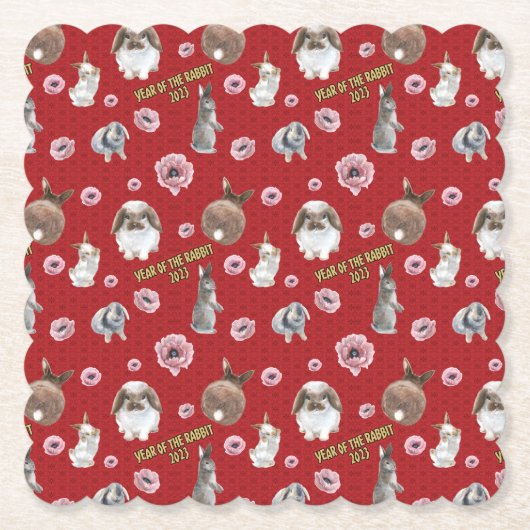 2023年中国のうさぎの年柄 ペーパーコースター (正面)