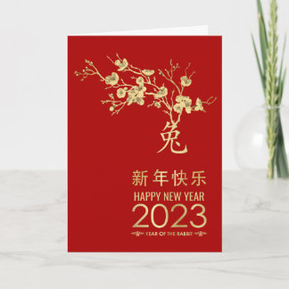 2023年中国のうさぎの新年おめでとう カード