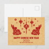 2023年中国のうさぎの新年おめでとう シーズンポストカード (正面/裏面)