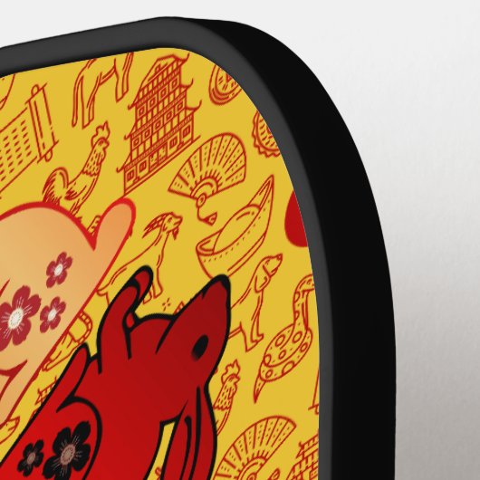 2023年中国のうさぎの旧正月金ゴールド ピックルボールラケット (左詳細)